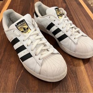 Adidas Superstar Shoes, White with Black Stripe, Woman’s Size 9.5